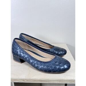 Brioso Womens Shoes Flats Leather Woven Navy Size 6.5M Comfort